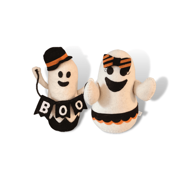 nevsher lior Seasonal & Holiday Decorations Vintage Style "Bean Booty" Ghosts (set of 2) | Felt Ghost Decor | Halloween Ghosts