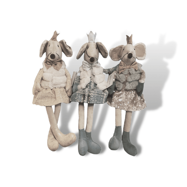 nevsher lior Stuffed Animals Chic Whimsical Sitting Mouses | Stylish Mouse Friends | Shabby Chic Mice