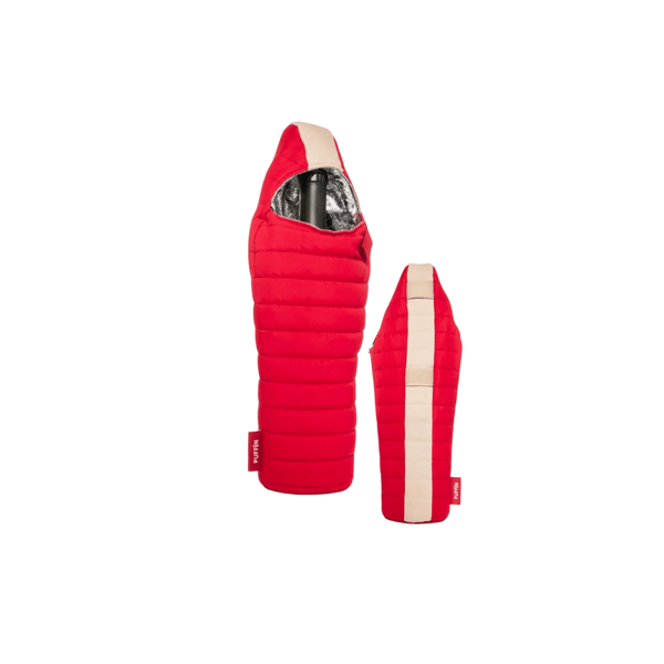 Puffin Coozie Puffin Beverage Sleeping Bag Bottle Coozie - Red