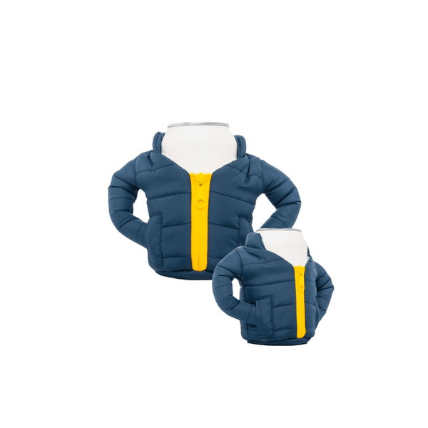 Puffin Food and Beverage Carriers Puffin Beverage Jacket blue/yellow Drink Coozie | Insulated Drink Holder