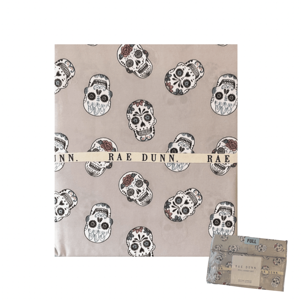 Rae Dunn Bed Sheets Sugar Skull Full Sheet Set, Day of the Dead | Skull Sheet Set | Rae Dunn Full Sheets