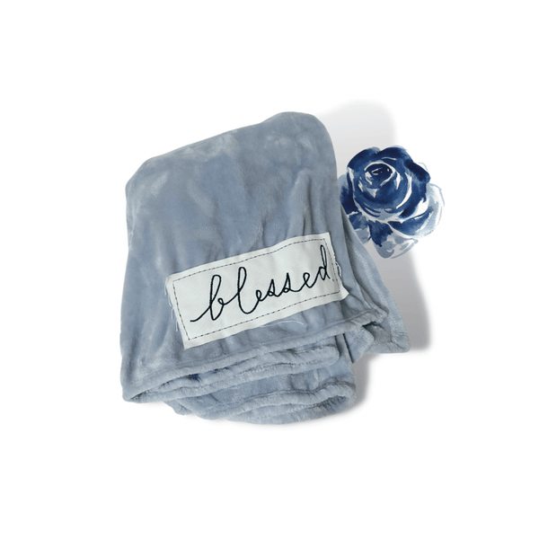 Rae Dunn Blankets Rae Dunn Blessed Blanket | Blessed  | Blue Decorative Blanket | Cozy Throw