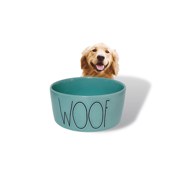 Rae Dunn Dog Bowls Rae Dunn Dog Bowl "Woof" Medium 6" Teal Dog Bowl | Fun Dog Bowls | Rae Dun Dog Bowl