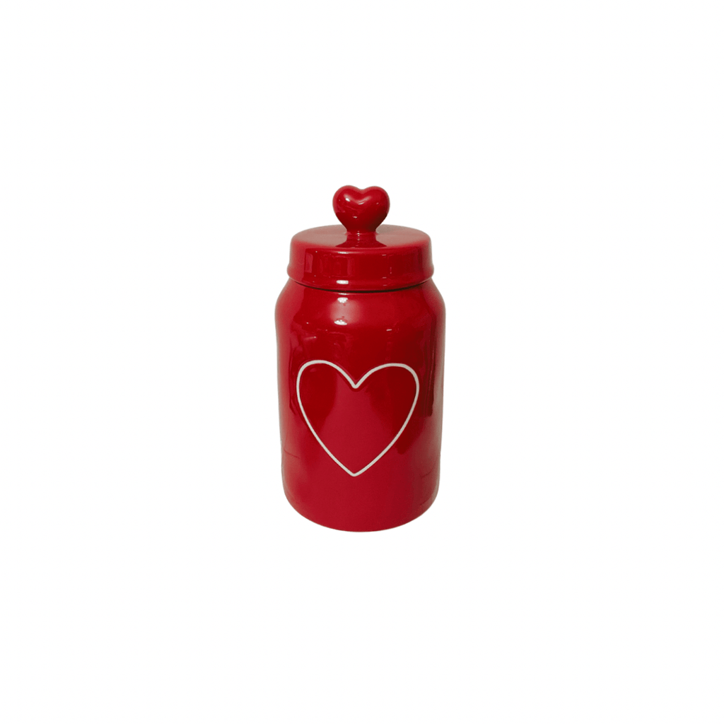 Rae Dunn Food Storage Containers Rae Dunn Canister Red with White Heart & Heart Top