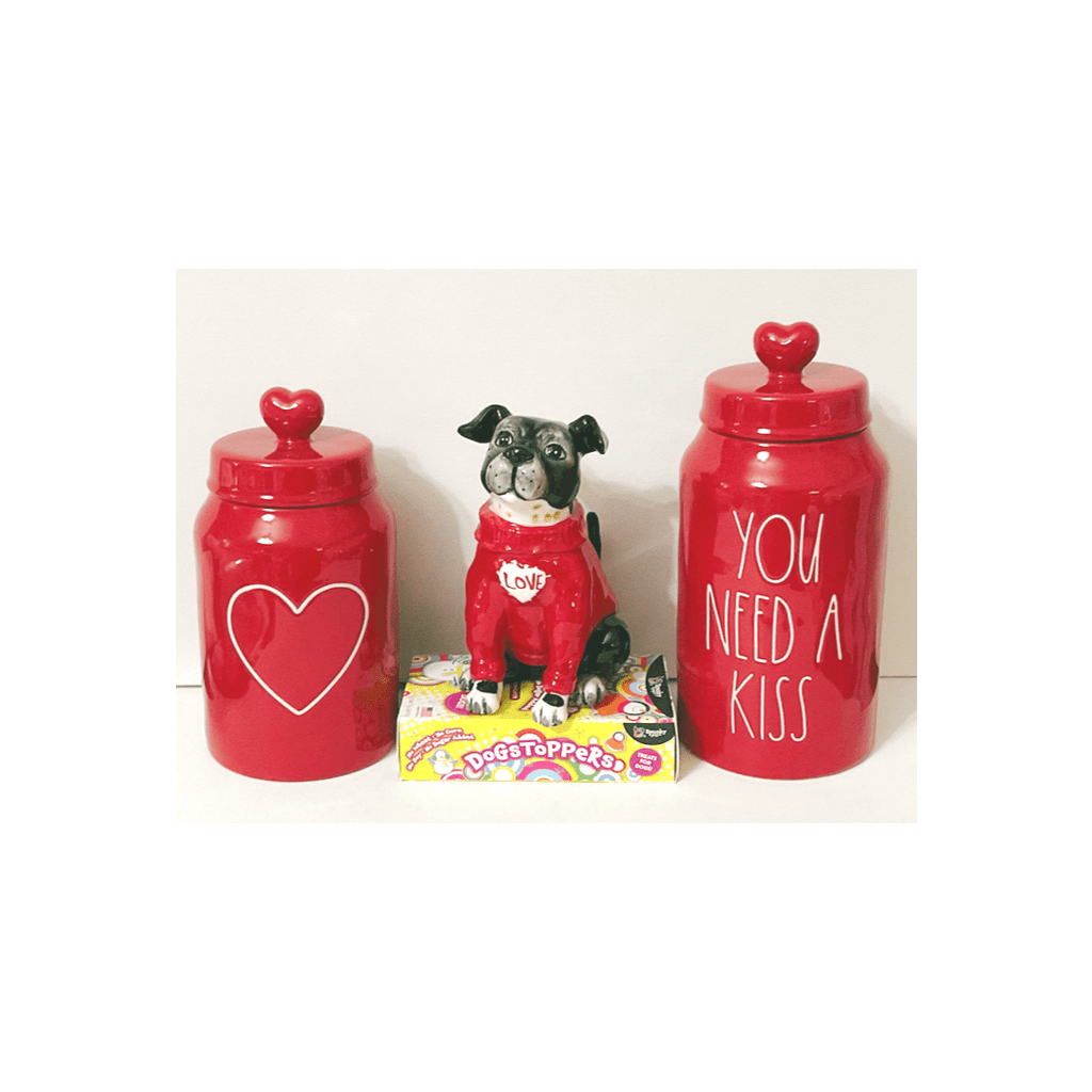 Rae Dunn Food Storage Containers Rae Dunn Canister Red with White Heart & Heart Top