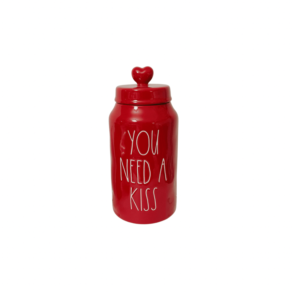 Rae Dunn Food Storage Containers Rae Dunn Canister "You Need A Kiss" Red with Ceramic Heart Top