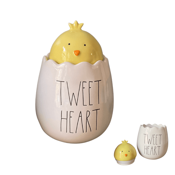 Rae Dunn Food Storage Containers TWEET HEART Cookie Jar | Egg shaped Canister with Chik Top