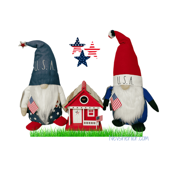Rae Dunn Home Decor Rae Dunn USA Gnomes Patriotic Wood Birdhouse
