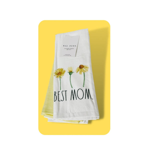 Rae Dunn Kitchen towels Rae Dunn Kitchen Towels Best Mom | Flower Kitchen Towels | Mom Towels
