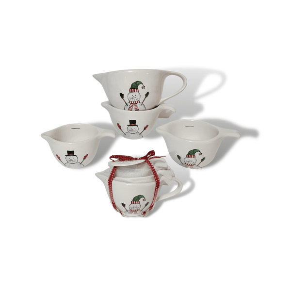 Rae Dunn Measuring Cups & Spoons Set of 4 - Snowman Rae Dunn x Magenta Snowman Measuring Cups | Snowman Measuring Cup Set