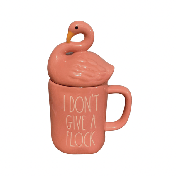 Rae Dunn Mug I DON'T GIVE A FLOCK Flamingo Coffee Mugs, Rae Dunn Flamingo Mug with Top, I don't give a flock