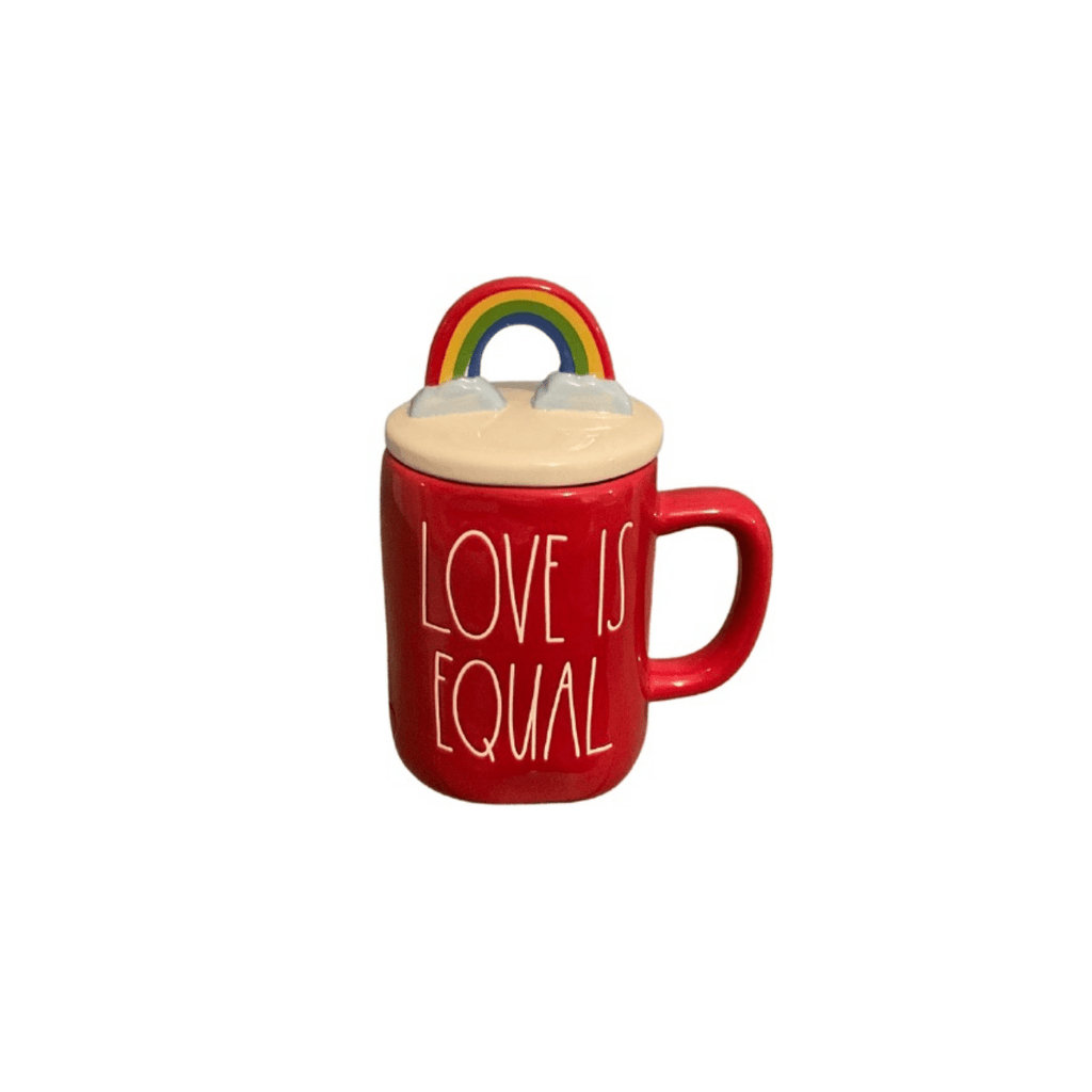 Rae Dunn Mug LOVE IS EQUAL Coffee Mug with Rainbow Top