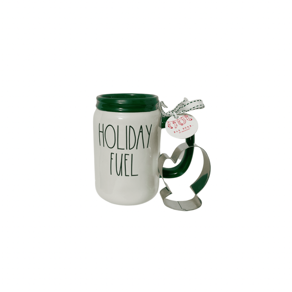 Rae Dunn Mug Rae Dunn Mason Jar "Holiday Fuel" Green Mug with Cookie Cutter