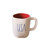 Rae Dunn Mug USA Blue Letters Red Inside Rae Dunn AMERICA Mugs