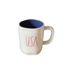 Rae Dunn Mug USA Red Letters Blue Inside Rae Dunn AMERICA Mugs