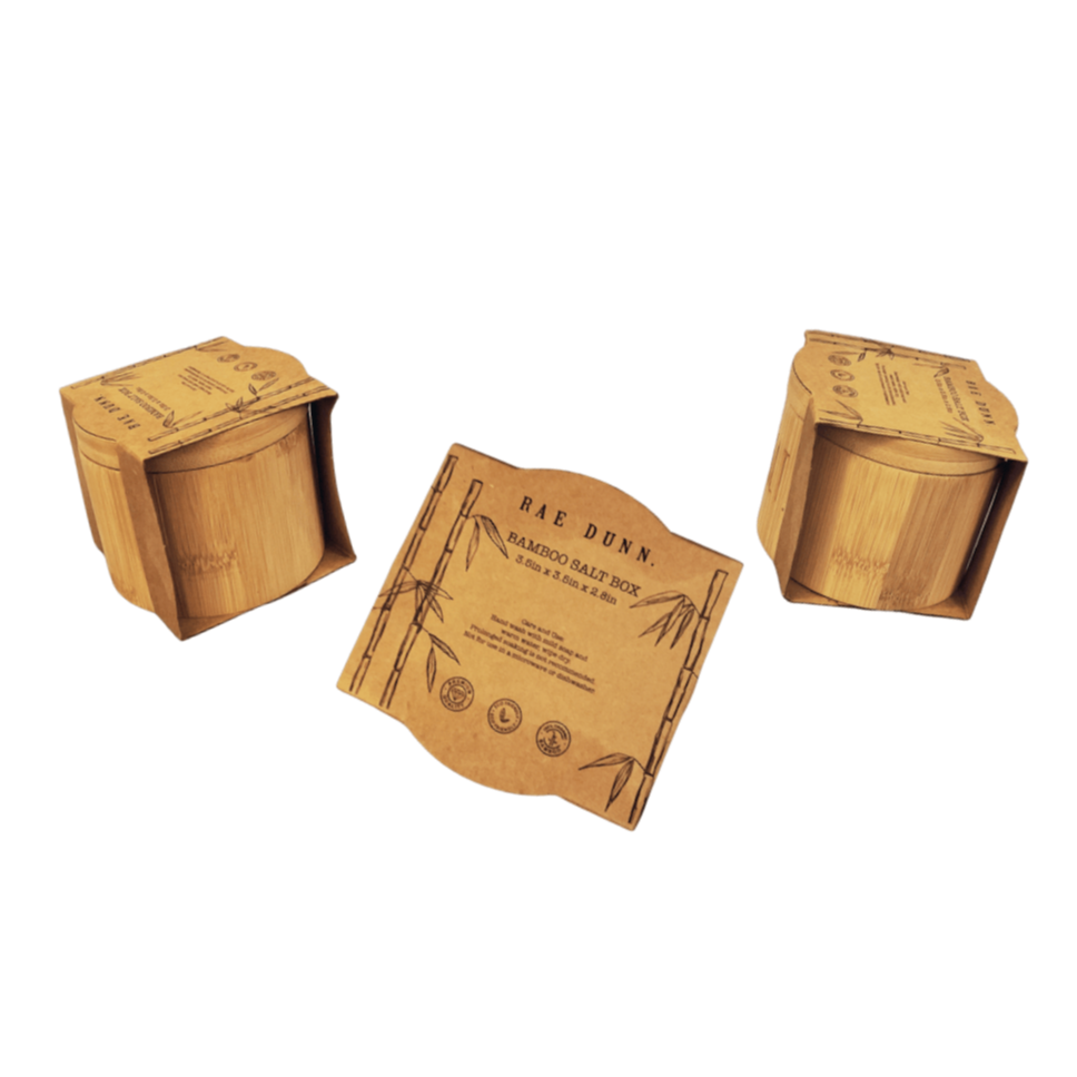 Rae Dunn Salt and Pepper Set SALT. Bamboo Salt Cellar/Box