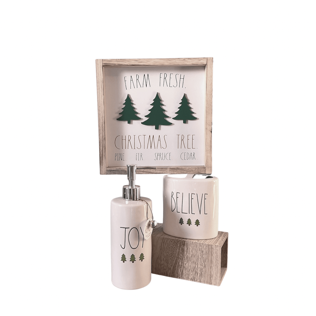 Rae Dunn Seasonal & Holiday Decorations 2 Piece Cream Set (Picture not included) Holiday Bathroom Holiday Collection