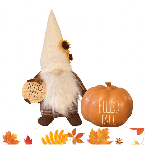 Rae Dunn Seasonal & Holiday Decorations HELLO FALL Gnome with Pumpkin Combo