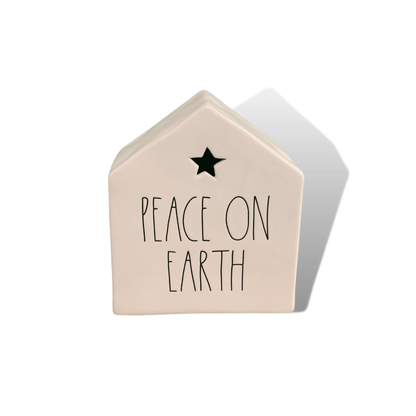 Rae Dunn Seasonal & Holiday Decorations PEACE ON EARTH Ceramic House | Large Ceramic House Peace on Earth