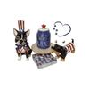 Rae Dunn Seasonal & Holiday Decorations Rae Dunn Blue Sky Wags and Flags Bundle Rae Dunn Dog Treat Canister "Wags & Flags" with Patriotic Bulldog and Dachshund