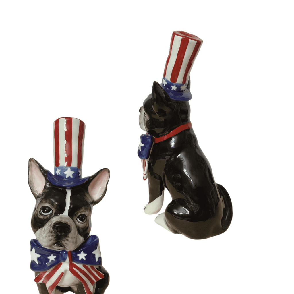 Rae Dunn Seasonal & Holiday Decorations Rae Dunn Dog Treat Canister "Wags & Flags" with Patriotic Bulldog and Dachshund