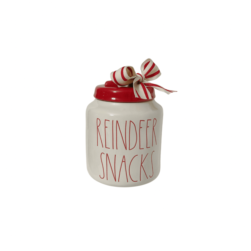 Rae Dunn Seasonal & Holiday Decorations Rae Dunn "Reindeer Snacks" Canister Red Top Large