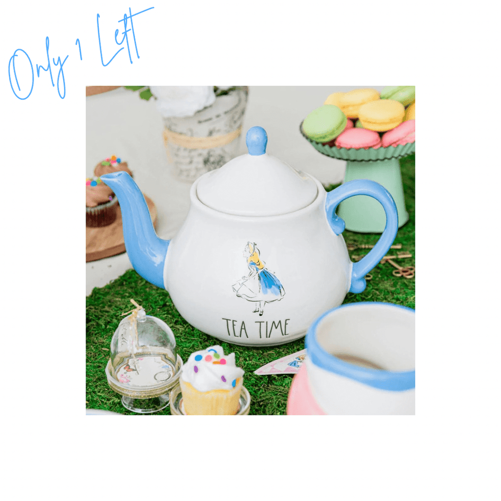 Rae Dunn Tea Pot The Disney Collection by Rae Dunn Alice in Wonderland Tea Time English Teapot with Alice Icon