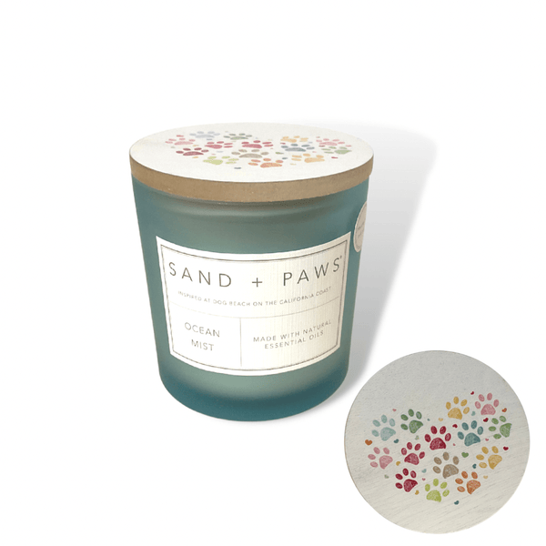 Sand + Paws Candle Sand + Paws Candle Colorful Paw Print Heart | Ocean Mist