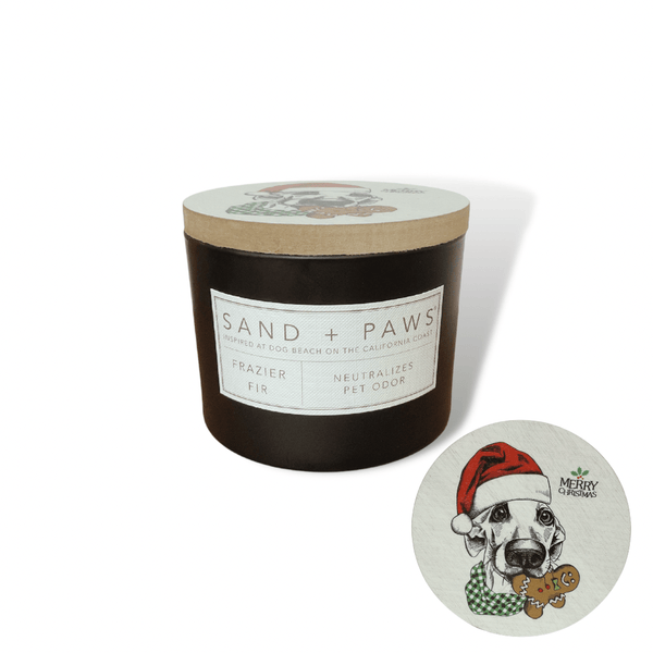 Sand + Paws Candle Sand + Paws Santa Hat and Gingerbread Dog | Frazier Fir