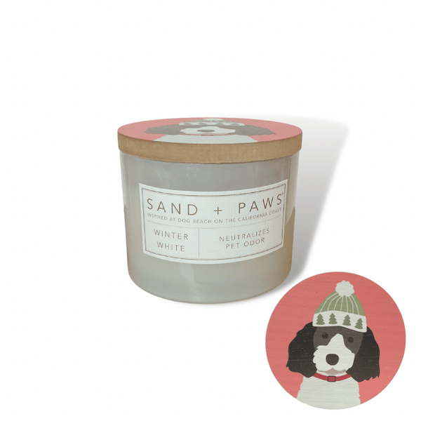Sand + Paws Candle Sand + Paws White and Black Labradoodle   |  Winter White