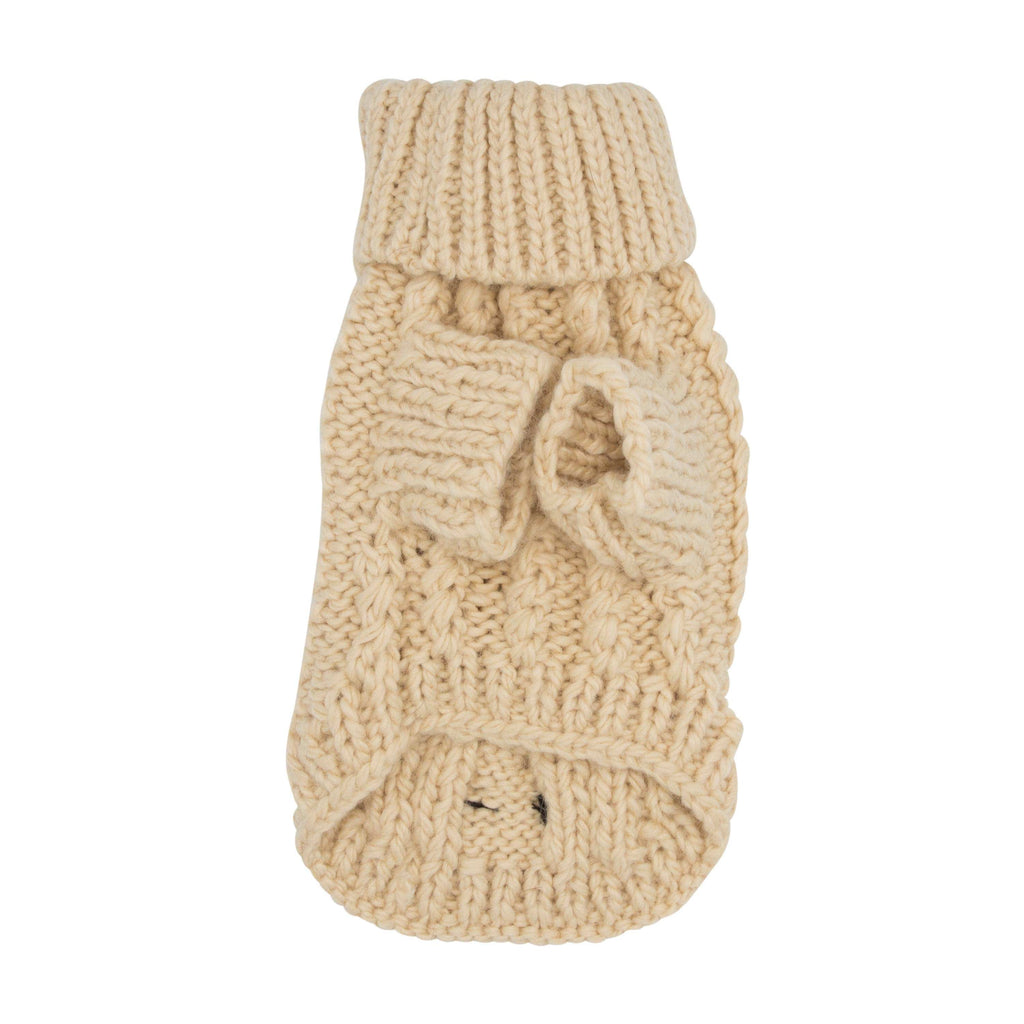 SASSY WOOF Dog Apparel Sassy Woof Dog Cable Knit Sweater Beige | Cozy Pet Sweater | Knit Dog Sweater