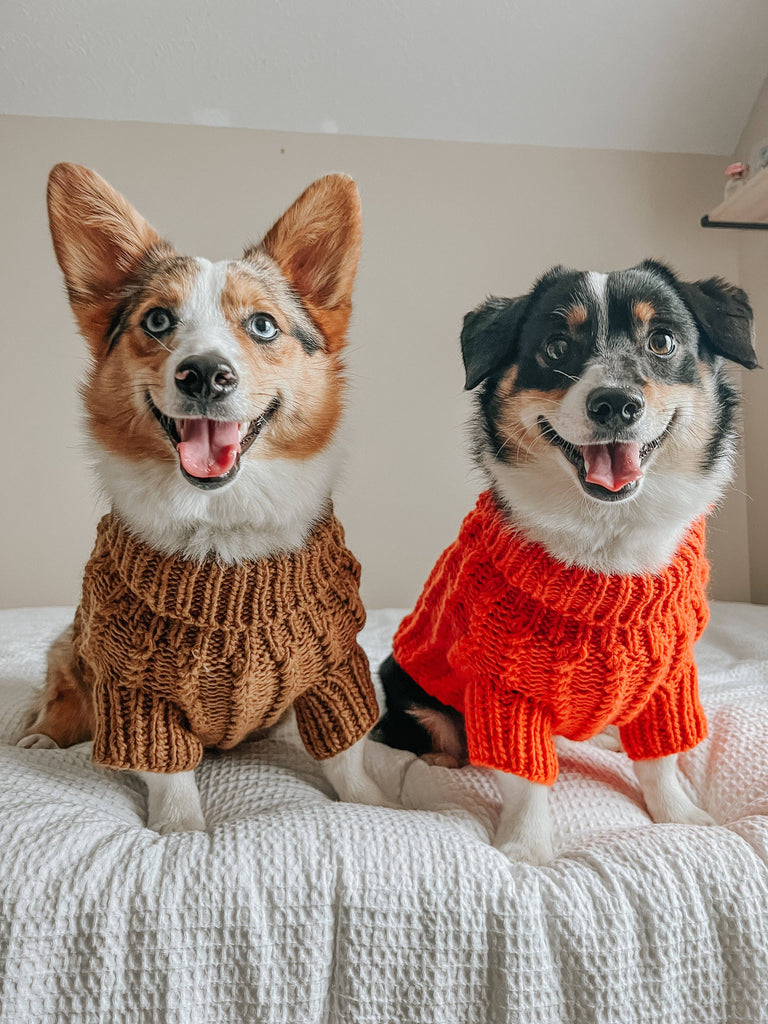 SASSY WOOF Dog Apparel Sassy Woof Dog Cable Knit Sweater Orange | Cozy Pet Sweater | Knit Dog Sweater