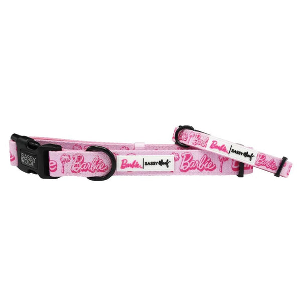 Sassy Woof Barbie Dog Collar | Barbie Malibu Dog Collar | Pink Barbie Malibu Apparel for Dogs