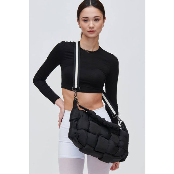 Sol and Selene Shoulder Bag Sol and Selene Sixth Sense - M Quilted Nylon Puffer Shoulder Bag: Black