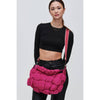 Sol and Selene Shoulder Bag Sol and Selene Sixth Sense - M Quilted Nylon Puffer Shoulder Bag: Magenta