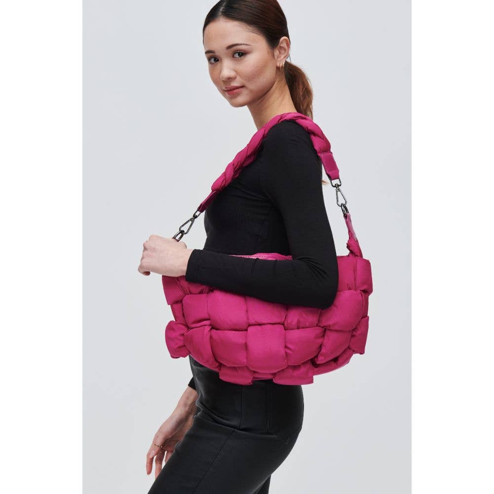 Sol and Selene Shoulder Bag Sol and Selene Sixth Sense - M Quilted Nylon Puffer Shoulder Bag: Magenta
