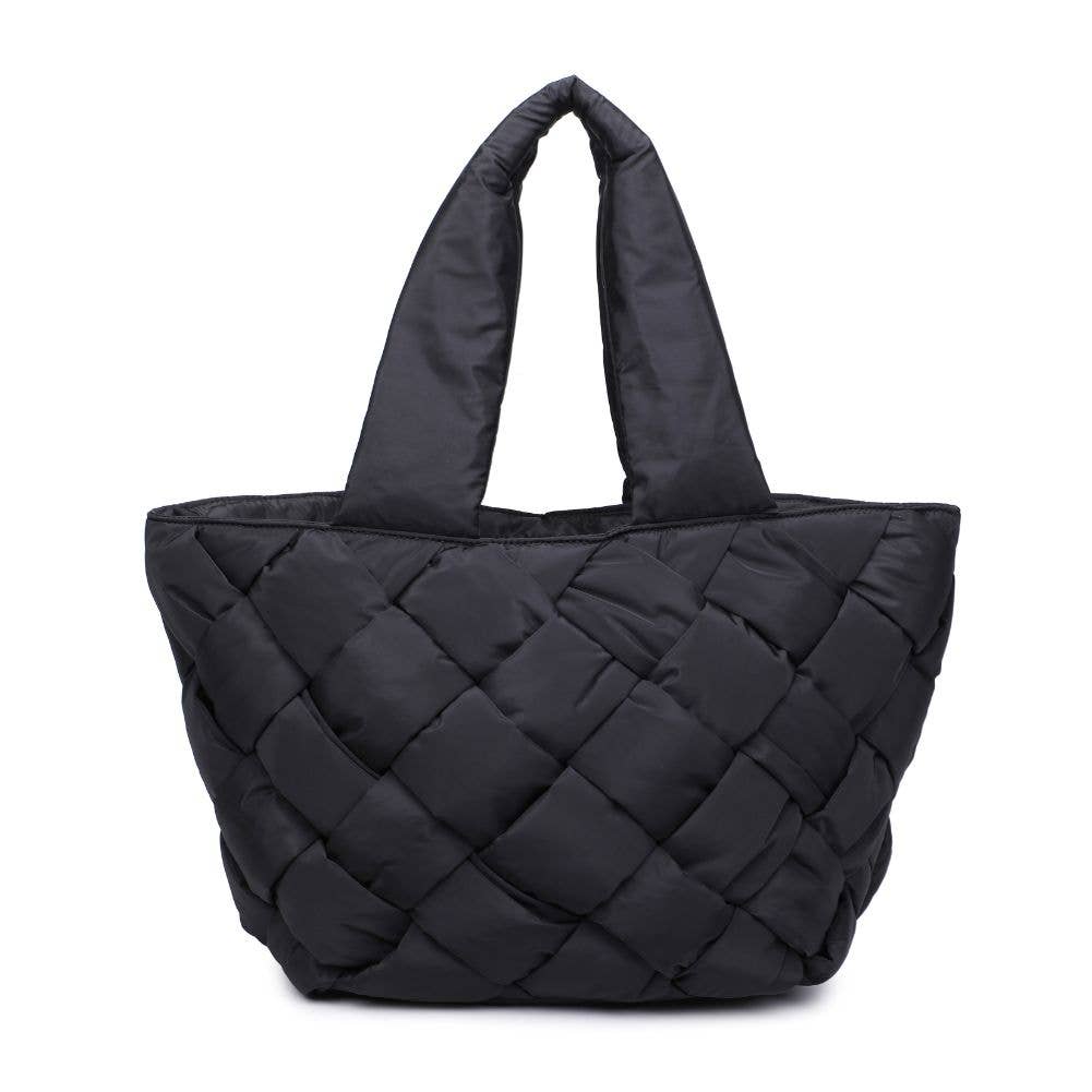 Sol and Selene Tote Sol and Selene Intuition East West Woven Nylon Tote: Black | Nylon Puffer Large Tote