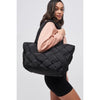 Sol and Selene Tote Sol and Selene Intuition East West Woven Nylon Tote: Black | Nylon Puffer Large Tote