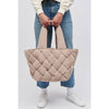 Sol and Selene Tote Sol and Selene Intuition East West Woven Nylon Tote: Nude | Nylon Puffer Large Tote