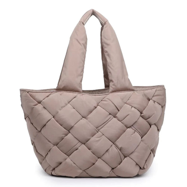 Sol and Selene Tote Sol and Selene Intuition East West Woven Nylon Tote: Nude | Nylon Puffer Large Tote