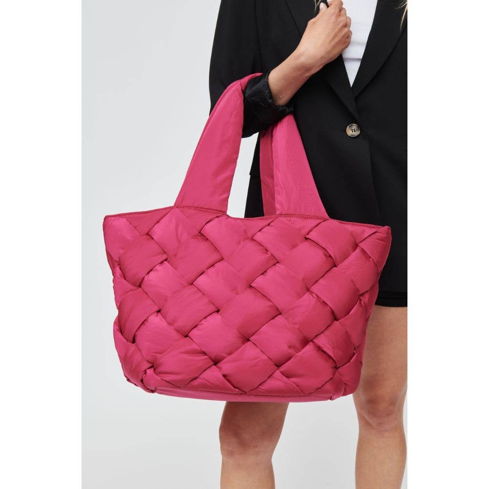 Sol and Selene Tote Sol and Selene Intuition East West Woven Nylon Tote Pink | Nylon Puffer Large Tote