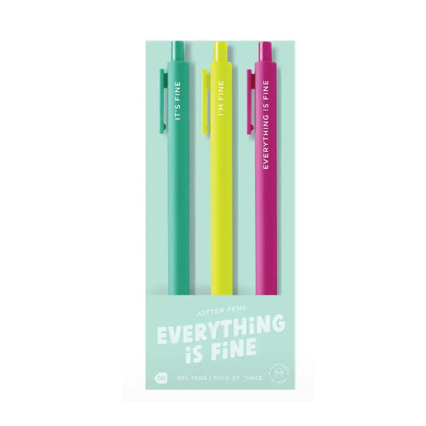 Talking Out of Turn Office Talking Out of Turn Jotter Sets - 3 pack: Everything Is Fine | I'm Fine It's Fine Fun Jotter Pen Sets