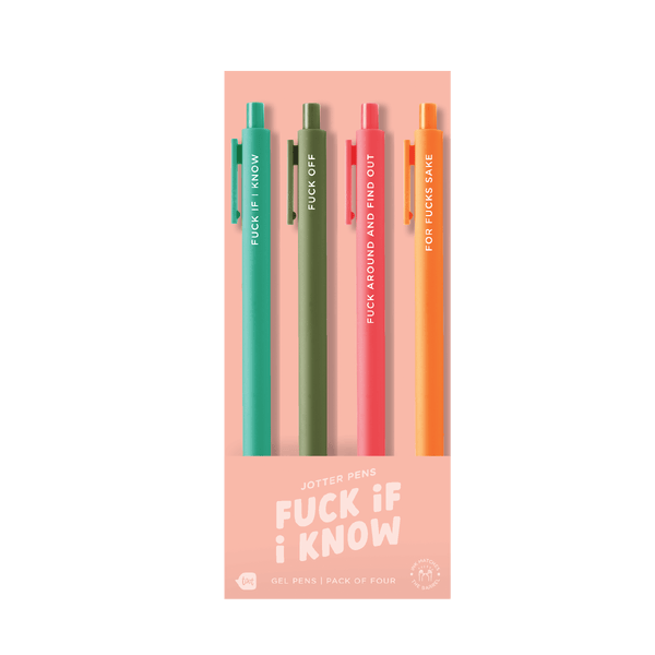 Talking Out of Turn Office Talking Out of Turn Jotter Sets 4 Pack (perfect stocking stuffers!): F*ck If I Know | Sweary Jotter Pen Sets For F*ck Sake Pen F*ck Around and Find Out F*Off Pen F*ck if I know Pen