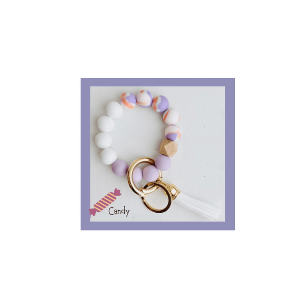 Tiny Gift Society Bangle Keychain Candy Cute Bangle Keychain | Silicone Wristlet Key Ring | Bead Bracelet | Cute Gift Ideas
