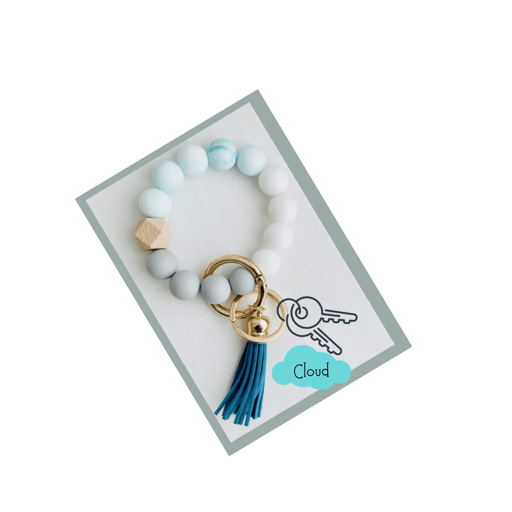 Tiny Gift Society Bangle Keychain Cloud Cute Bangle Keychain | Silicone Wristlet Key Ring | Bead Bracelet | Cute Gift Ideas