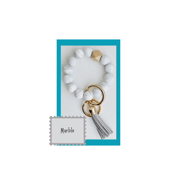 Tiny Gift Society Bangle Keychain Marble Cute Bangle Keychain | Silicone Wristlet Key Ring | Bead Bracelet | Cute Gift Ideas