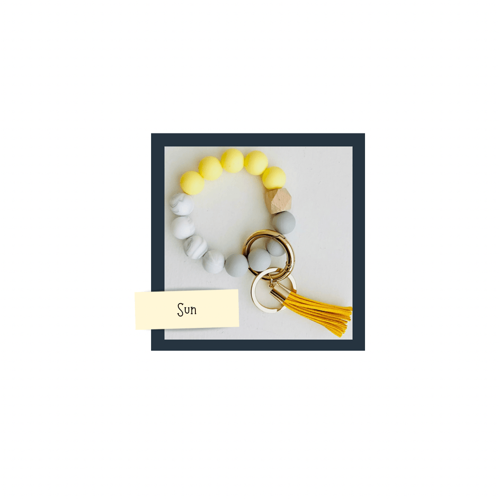 Tiny Gift Society Bangle Keychain Sun Cute Bangle Keychain | Silicone Wristlet Key Ring | Bead Bracelet | Cute Gift Ideas