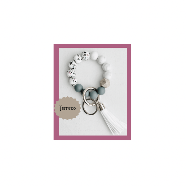 Tiny Gift Society Bangle Keychain Terrazo Cute Bangle Keychain | Silicone Wristlet Key Ring | Bead Bracelet | Cute Gift Ideas